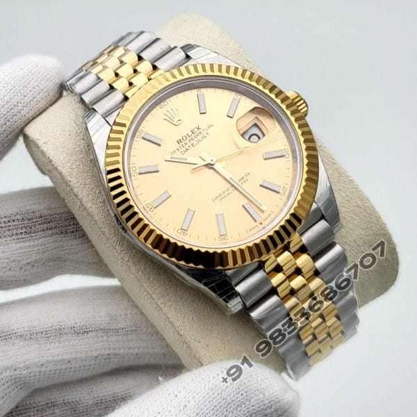 Rolex Datejust Oystersteel and Yellow Gold Champagne-Colour Dial 41mm Exact 1:1 Top Quality Super Clone Swiss ETA 3235 Automatic Movement Watch
