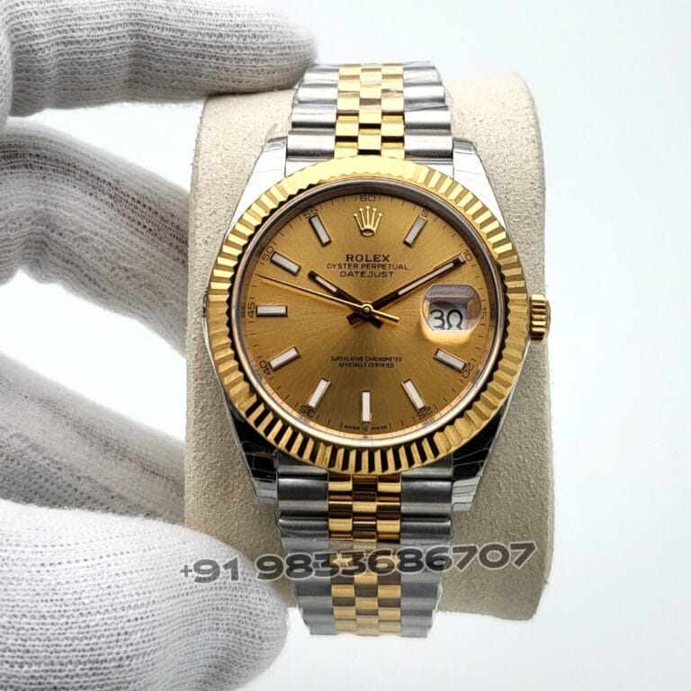 Rolex Datejust Oystersteel and Yellow Gold Champagne-Colour Dial 41mm Exact 1:1 Top Quality Super Clone Swiss ETA 3235 Automatic Movement Watch