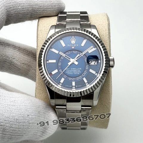 Rolex Sky-Dweller Oystersteel and White Gold Bright Blue Dial 42mm Exact 1:1 Top Quality Replica Super Clone Swiss ETA 9002 Automatic Movement Watch