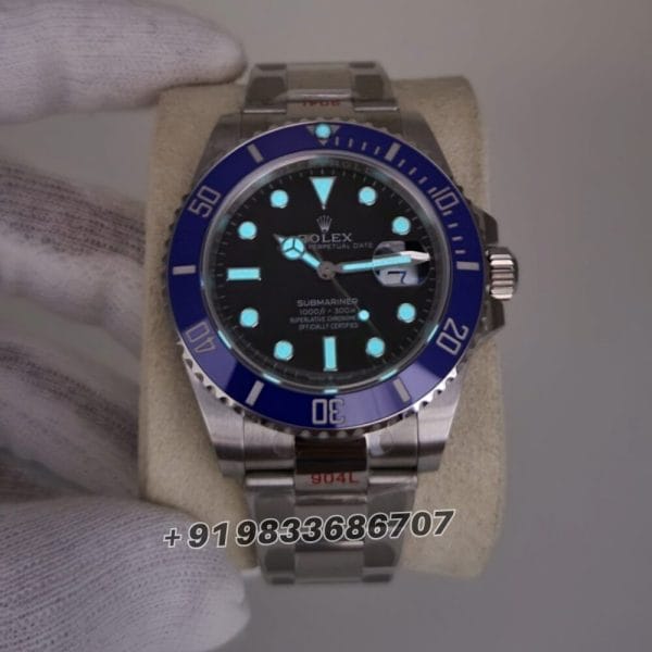 Rolex Submariner Date 18ct White Gold Blue Ceramic Bezel 41mm Exact 1:1 Top Quality Replica Super Clone Swiss ETA 3235 Automatic Movement Watch
