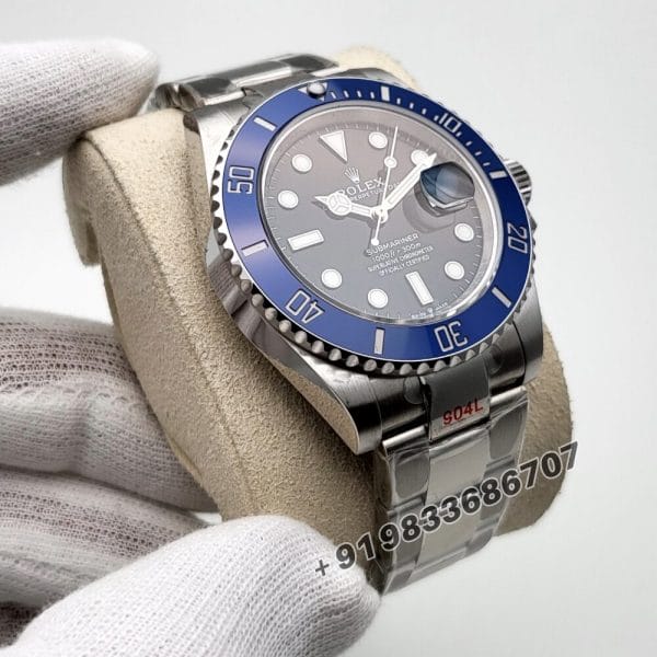 Rolex Submariner Date 18ct White Gold Blue Ceramic Bezel 41mm Exact 1:1 Top Quality Replica Super Clone Swiss ETA 3235 Automatic Movement Watch