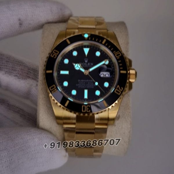 Rolex Submariner Date 18ct Yellow Gold Black Dial 41mm Exact 11 Top Quality Replica Super Clone Swiss ETA 3235 Automatic Movement Watch (2)